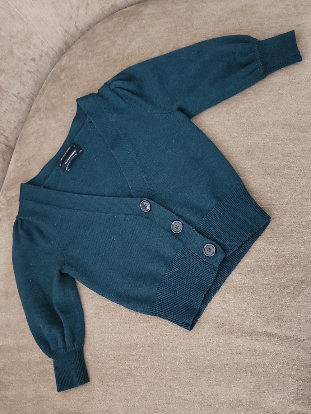100% Italian Merino Wool Forest Green Button-Front Cardigan - Club Monaco